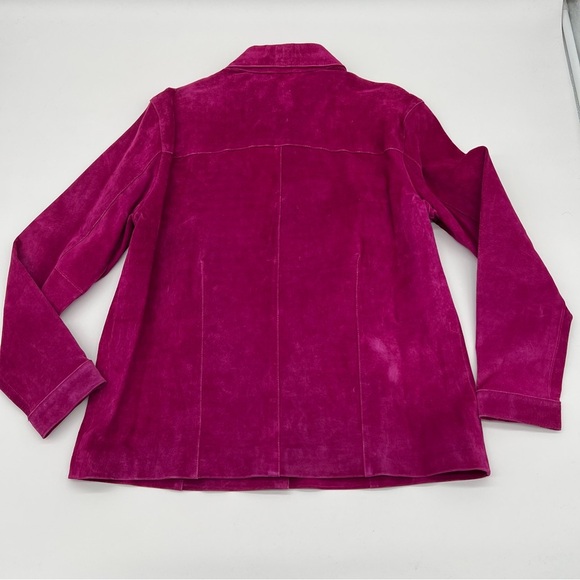 NWOT Gorgeous French Laundry Fuchsia Leather Button Up Jacket –‎ Size Large - Picture 9 of 14